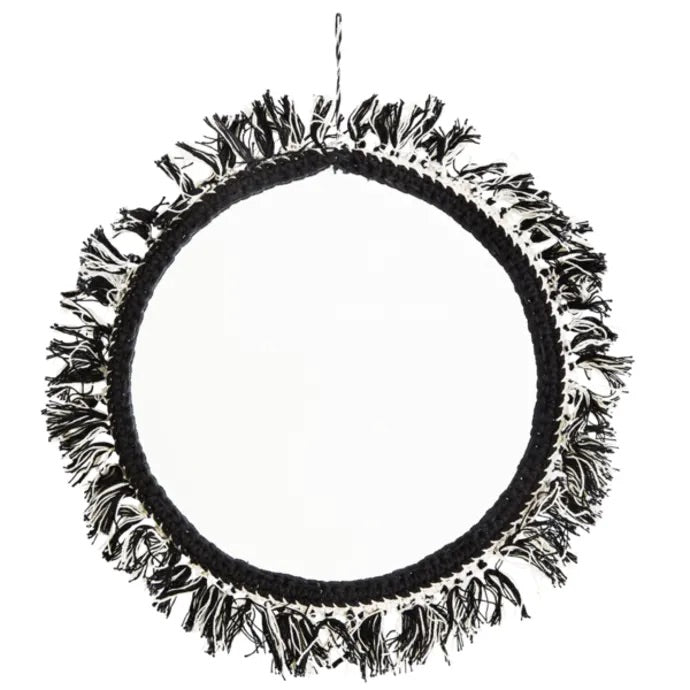 Madam Stoltz large hanging mirror with fringes