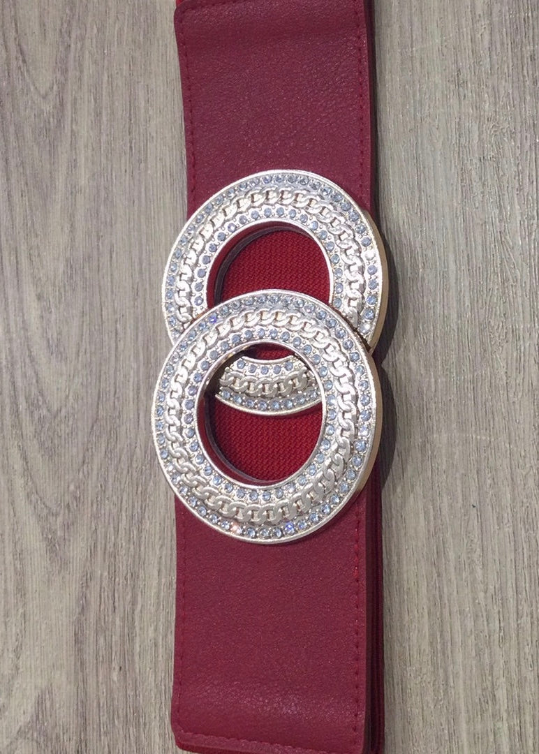 Gold/diamanté detail Belt - Red