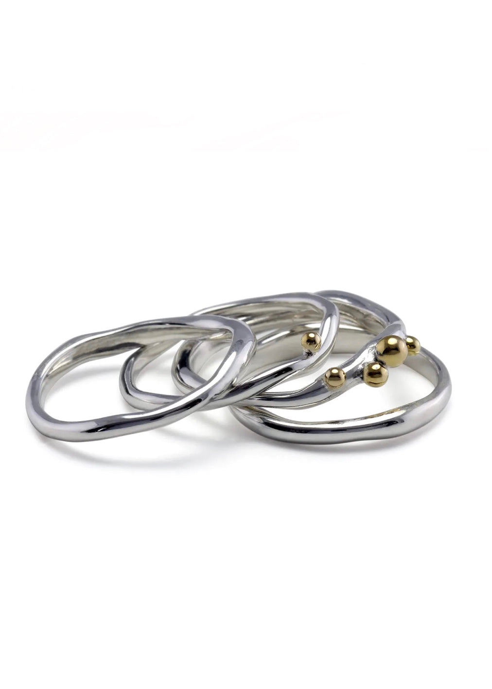 Banyan Silver Stacking Silver Rings with Brass Details*