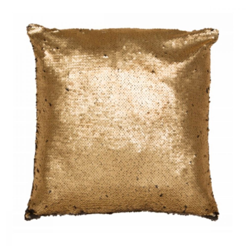 Gold sequin cushion with black colour changing sequins