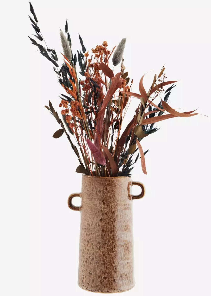 Madam Stoltz Large Stoneware Vase - Light Brown