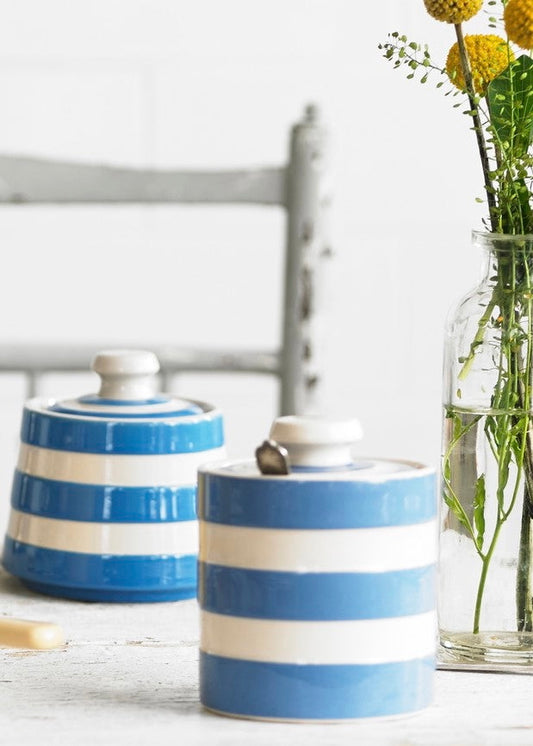 Cornish Honey/Marmalade Pot - Blue & White