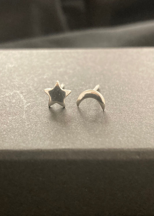 Sands Silver Collection - Moon and Star Studs