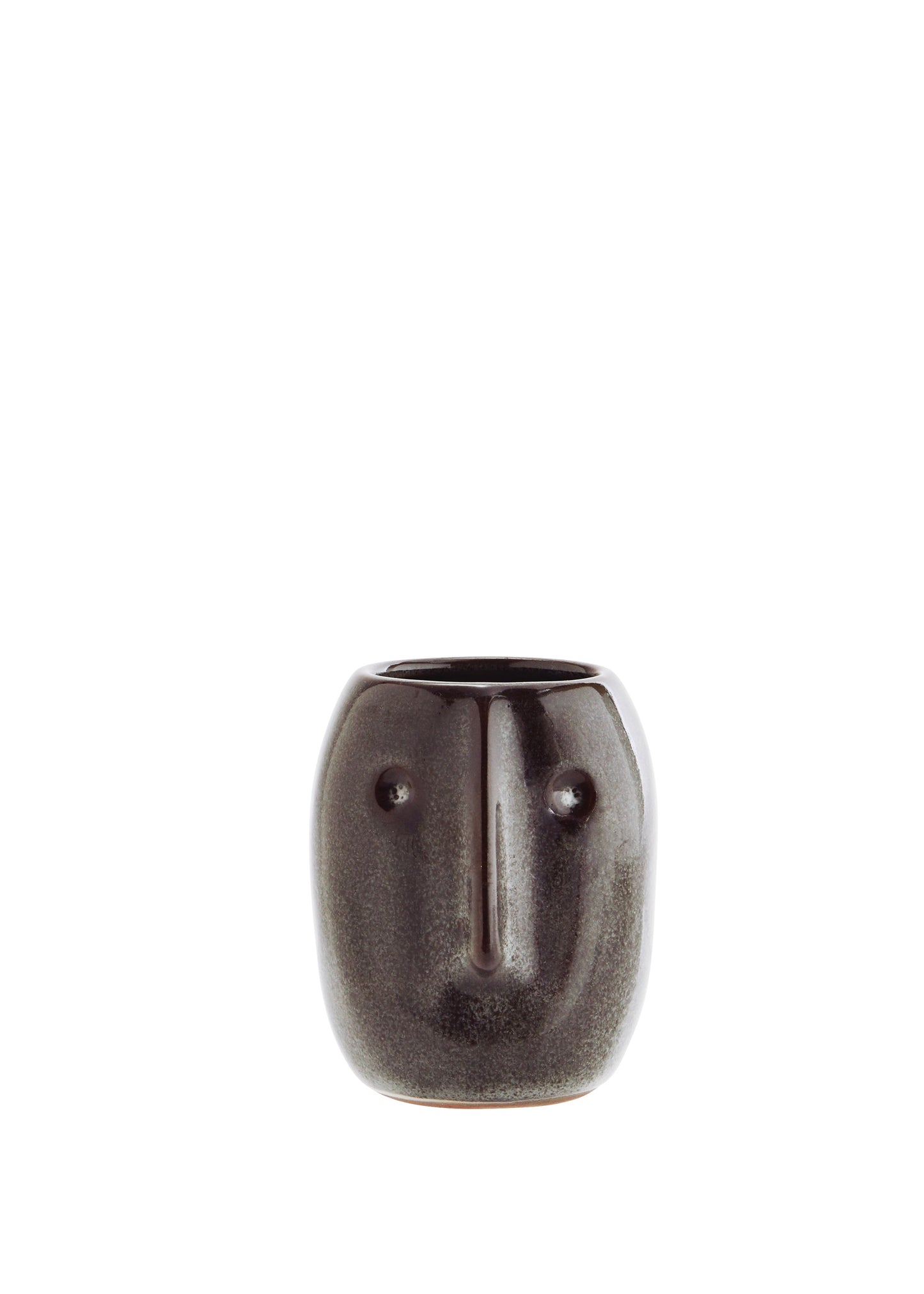 Madam Stoltz Flower pot with face imprint -  Dark petrol