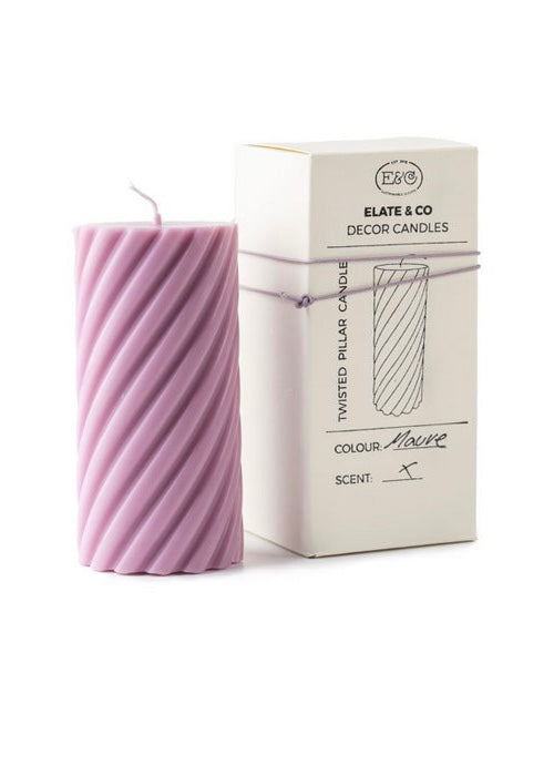 twisted candle in soya in mauve 
