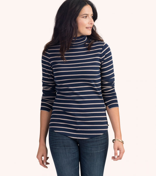 Hatley Turtleneck - Navy & Camel Stripes - Sands Boutique clothing and gifts