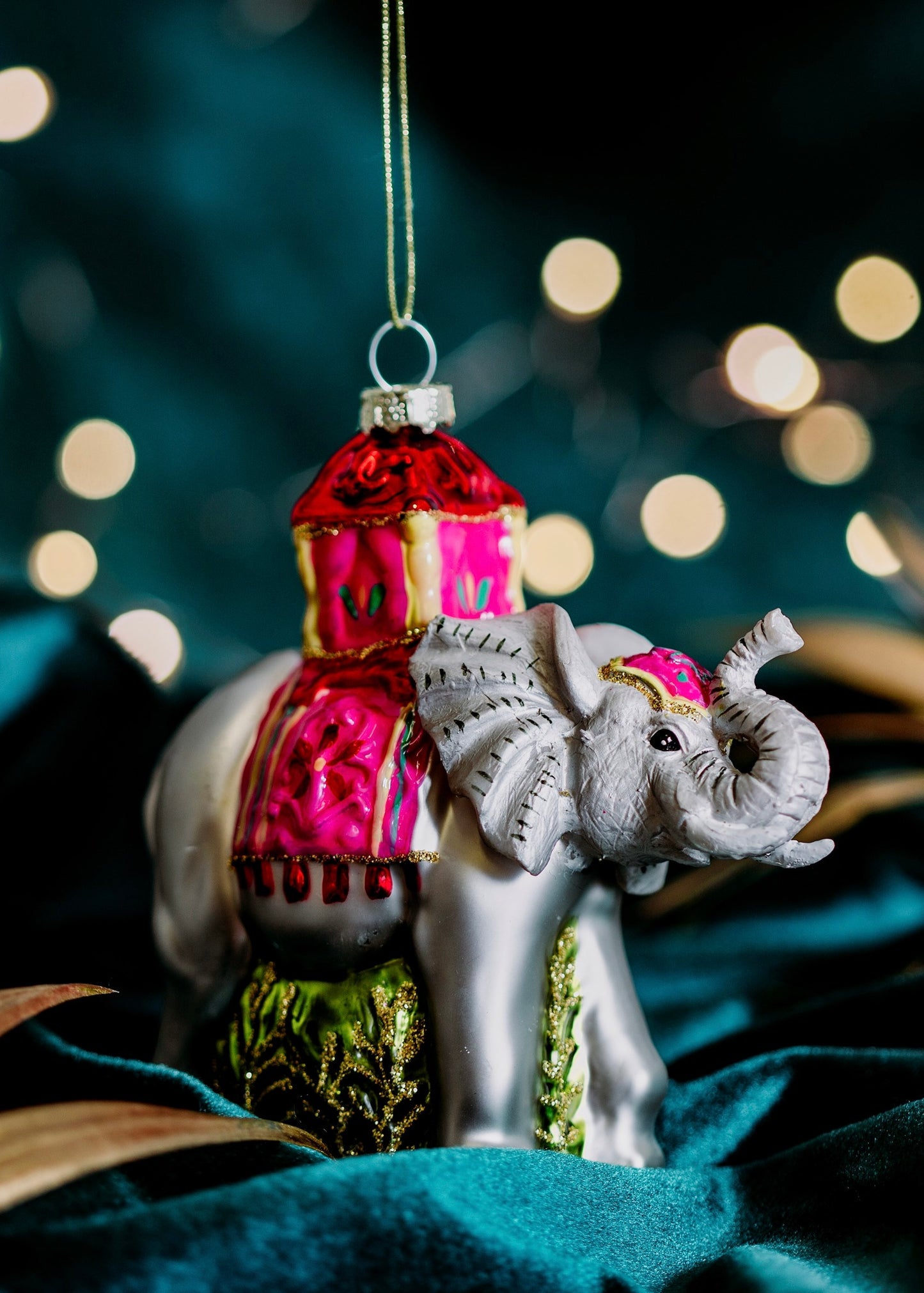 Silver elephant with pink accsessories 