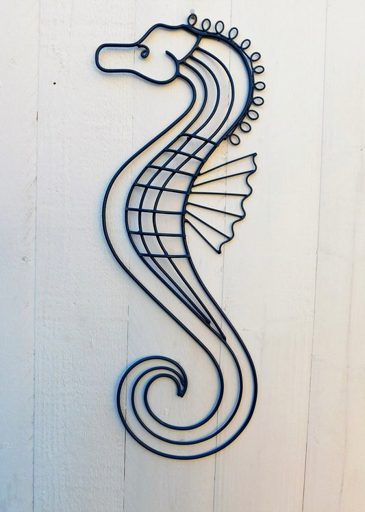 Handmade seahorse wall art - blue*