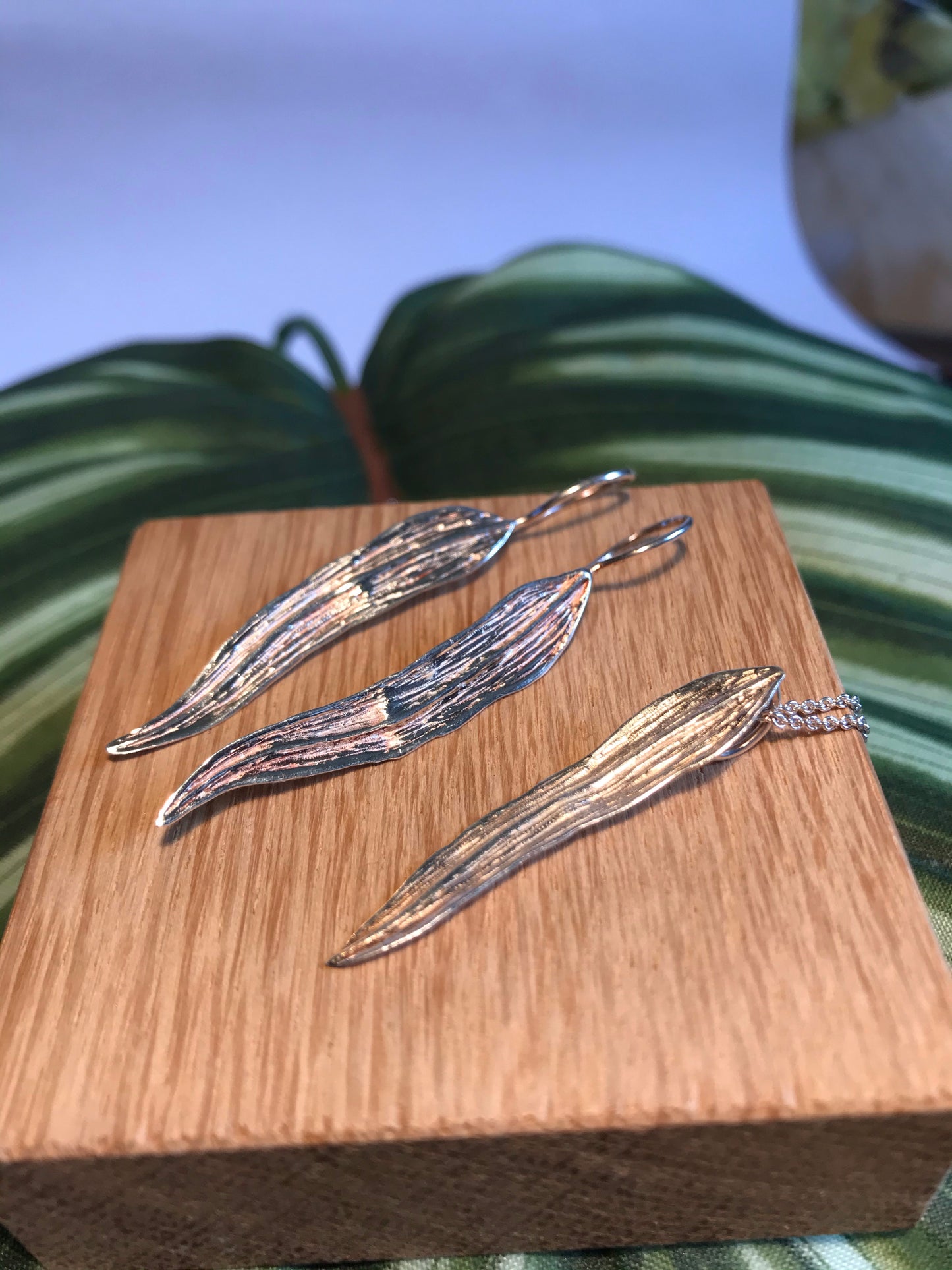 Sands Sliver Leaf Pendant and Earring Set - Sands Boutique clothing and gifts