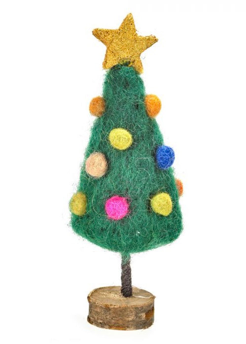 Handmade Felt Mini Christmas Tree on Wooden Stand*