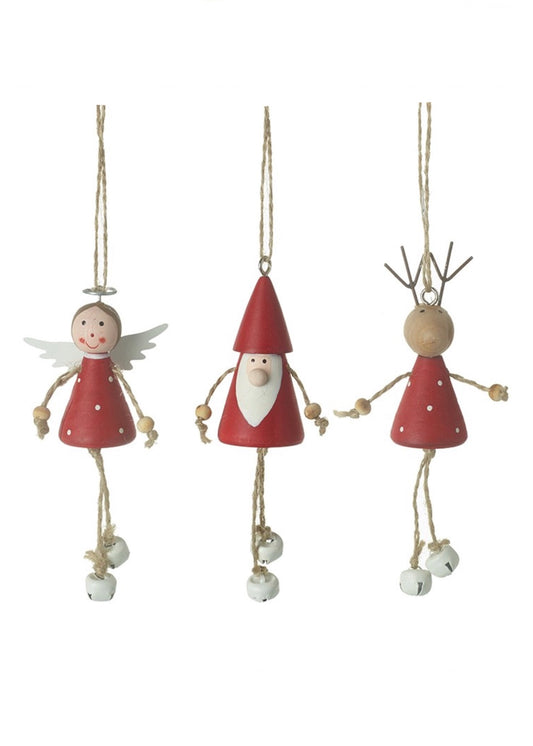 Wooden Hanging Deer, Fairy & Santa