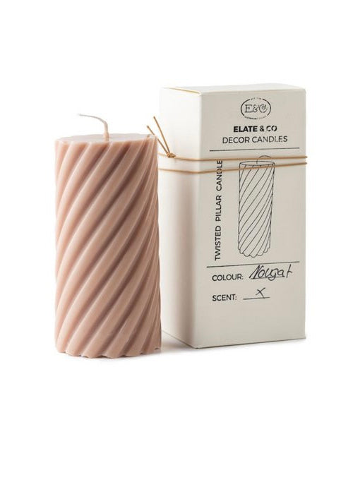 twisted pillar candle in nougat