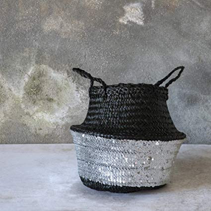 Dassie Artisan Toulouse Sequin Basket Black and Silver Medium - Sands Boutique clothing and gifts