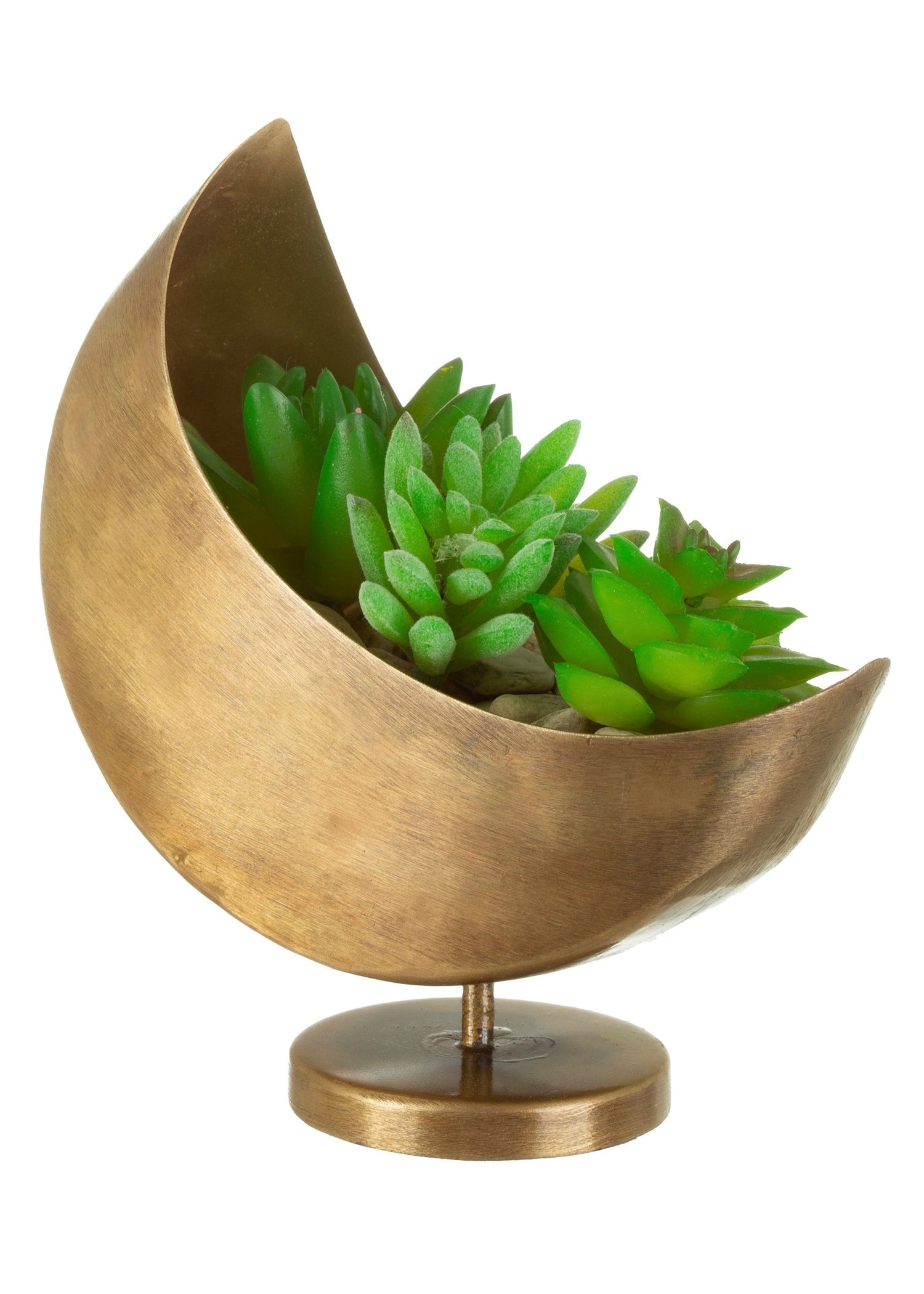 Brushed gold effect moon planter 