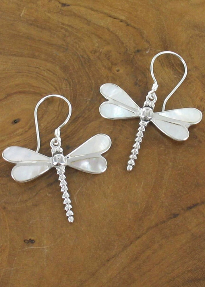 Sands Silver Mother of Pearl Dragonfly Earrings
