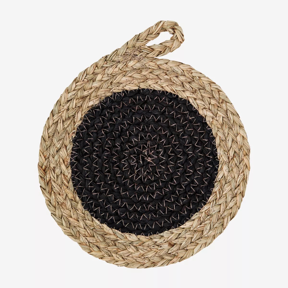 Madam Stoltz - Seagrass trivet - black/natural