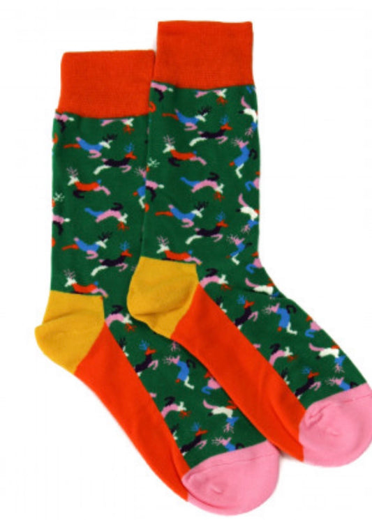Cotton leaping Reindeer Socks*